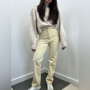 St. John Vintage Cream Pastel Yellow High Rise Straight Leg Pants Size 4
